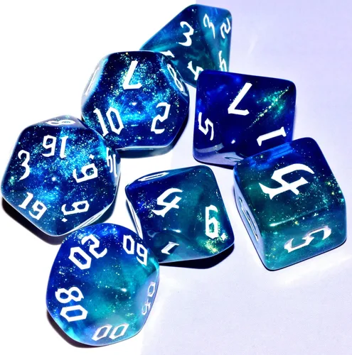 Miniatura 4 de Juego de dados Galaxy Juego de dados DND de cristal cian mezcla azul oscuro para juego de mesa Azul Oscuro Cian