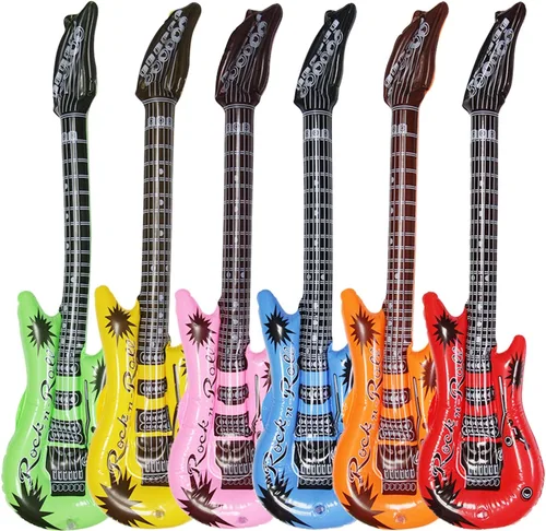 Dr.dudu Guitarra inflable, impermeable, varios colores, decoración de fiesta (paquete de 6)