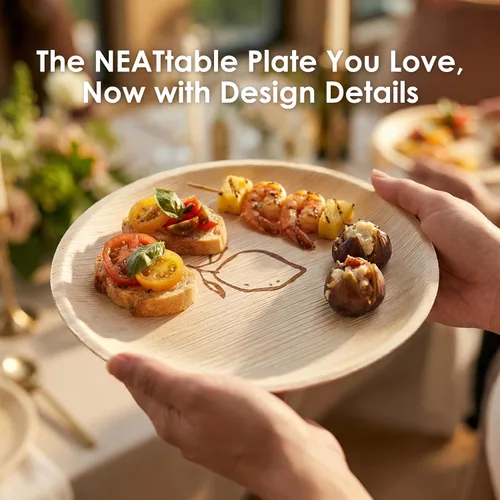 Miniatura 2 de NEATtable Platos de hoja de palma Diseño de limón Desechables y compostables Ecológicos y 100% naturales Ideal para eventos al aire libre