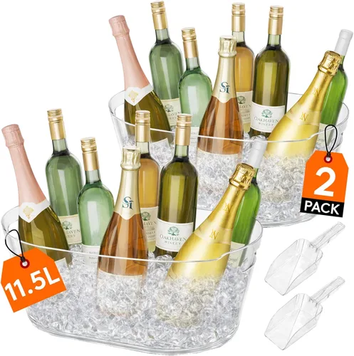Miniatura 11 de Lifewit Cubo de Hielo de 6.5L para Fiestas 2 Piezas (en 1 Paquete), Cubo Portátil para Bebidas para Bar de Cócteles, Enfriador de Champán