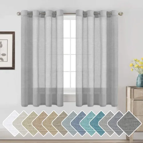 Miniatura 36 de H.VERSAILTEX Cortinas de 96 pulgadas de largo, cortinas de lino/cortinas transparentes de mezcla de lino natural/paneles/cortinas para sala
