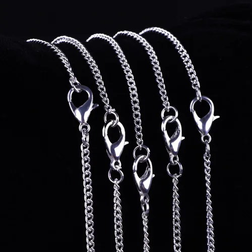 Miniatura 4 de Outus paquete de 12 cadenas de hierro para bricolaje, collares plateados con cierre de langosta para suministros de joyería (50,8 cm)