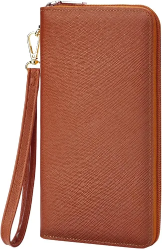 Miniatura 99 de Chelmon - Monedero para mujer de cuero genuino con bloqueo de señal RFID, para tarjetas de crédito