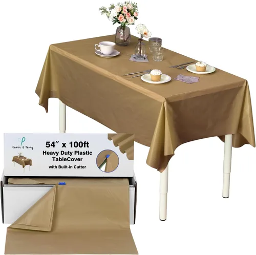 Miniatura 32 de Rollo de plástico para cubierta de mesa color verde manzana, 40 pulgadas x 100 pies, rollo de plástico resistente para cubierta de mesa de banquetes