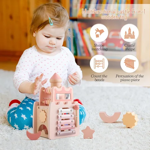 Miniatura 3 de Youuys Cubo de actividades de madera 9 en 1, juguetes Montessori para niños y niñas de más de 3 años, juguetes educativos multiusos de aprendizaje