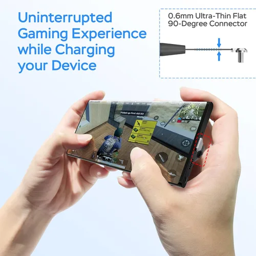 Miniatura 2 de Cable de carga USB C, paquete de 2 cables de carga tipo C de 1 pie y 60 W, puerto C plano de 90 grados, transferencia de datos de alta velocidad