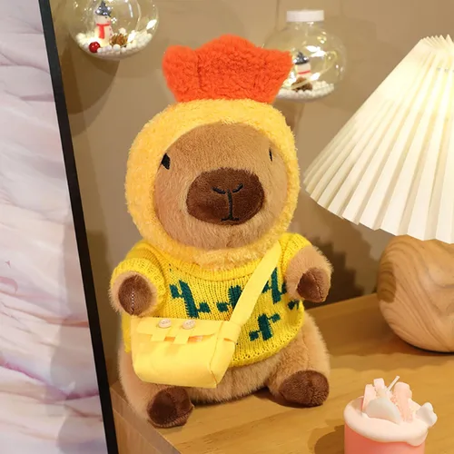 Miniatura 8 de Capybara - Juguete de peluche con 7 piezas de ropa y accesorios, lindo animal de peluche Capybara con trajes (marrón)