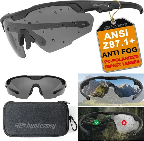 Miniatura 30 de HTS HUNTERSKY Gafas de tiro tácticas balísticas ANSI Z87+UV400 gafas protectoras Negro Claro