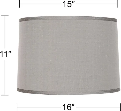 Miniatura 6 de Juego de 2 pantallas de lámpara de tambor (premontadas) gris platino grande de 15 pulgadas superior x 16 pulgadas inferior x 11 pulgadas de alto