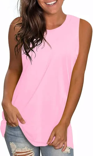 Miniatura 2 de LONGYUAN Camisetas sin mangas para mujer, estilo casual, estilo túnica, para playa, ajuste holgado