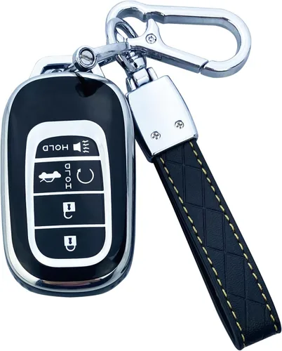 Funda para llavero compatible con 2022 2023 Honda Civic Accord CR-V HR-V Pilot, llavero de TPU suave de protección completa, carcasa bonita (negro)
