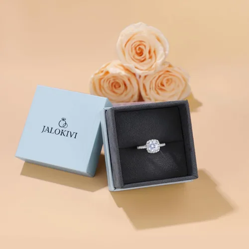 Miniatura 7 de Anillos de compromiso de plata de ley 925 de 1.2 quilates para mujer, anillos de compromiso de circonita cúbica de corte cojín para ella, talla 4-12