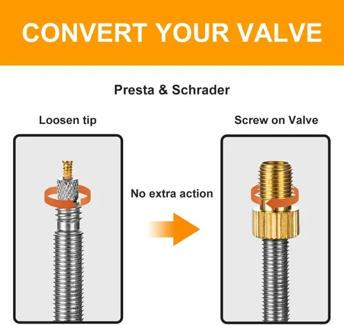 Miniatura 3 de HZJD Brass Presta Valve Adapter, Convert Presta to Schrader Adaptor for Bike, Inflate Tire Using Standard Pump or Air Compressor, Tire Valve