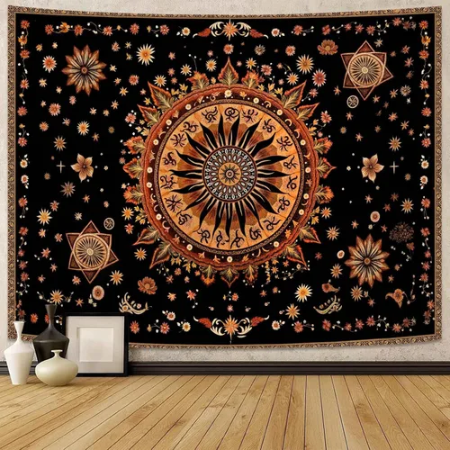 Miniatura 12 de Kanuyee Tapiz Floral de Luna Tapiz de Flores para Dormitorio Tapices Bohemios para Colgar en la Pared Estético para Dormitorio y Sala de Estar Luna