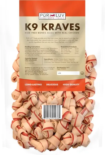 Miniatura 2 de Pur Luv Golosinas para Perros, K9 Kraves Hueso para Perros Sin Cuero Crudo, Sabor a Pollo, Hecho con Pollo Real, 20 Unidades, Saludable, Fácilmente
