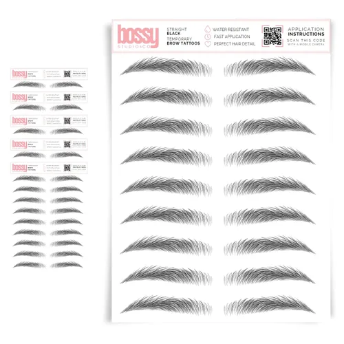 Miniatura 40 de 5 paquetes de tatuajes temporales para cejas, adhesivos impermeables para cejas, tatuajes falsos para el cabello tipo pelar de transferencia