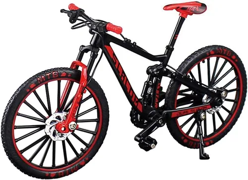 Miniatura 7 de Mini juguete de bicicleta de montaña cuesta abajo de aleación, modelo de bicicleta de dedo BMX fundido a presión para colecciones (negro/verde)