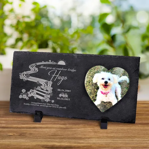 Miniatura 8 de Farfume Piedras conmemorativas personalizadas para mascotas con foto y texto Marcadores personalizados para tumbas para mascotas Lápidas