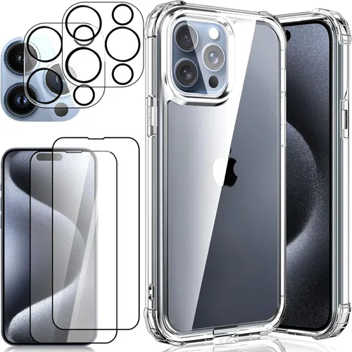Miniatura 8 de Funda transparente 5 en 1 para iPhone 12 Pro de 6.1 pulgadas, con 2 protectores de pantalla HD + 2 protectores de lente de cámara, película