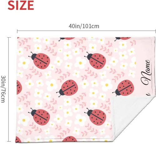 Miniatura 4 de Manta de bebé personalizada de mariquita, manta personalizada con linda mariquita para niñas, felpa suave para niños pequeños, recién nacidos
