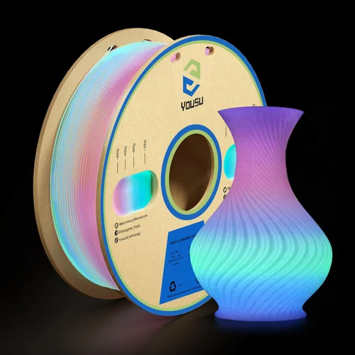 Miniatura 10 de Yousu Seda de Doble Color Filamento PLA para 3D Impresora Filamento Coextrusión PLA Multicolor Filamento PLA 1.75mm (± 0.03 mm) Compatible