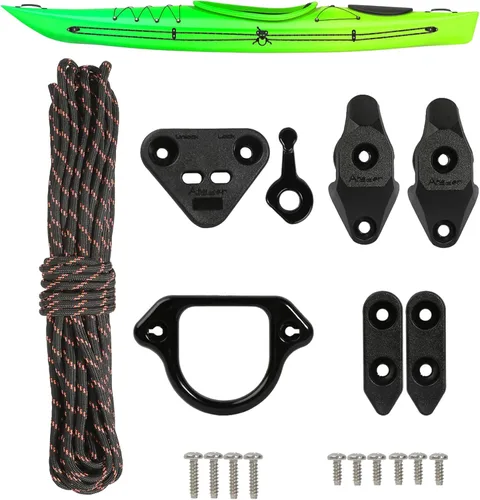 Kit de carro de anclaje para kayak, sistema de carro de anclaje para canoa de kayak Kit negro (estándar)