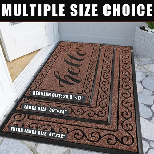 Miniatura 5 de Yimobra Tapetes de bienvenida para puerta delantera, 29.5 x 17 pulgadas, resistente, impermeable, para puerta exterior, entrada exterior, Granate