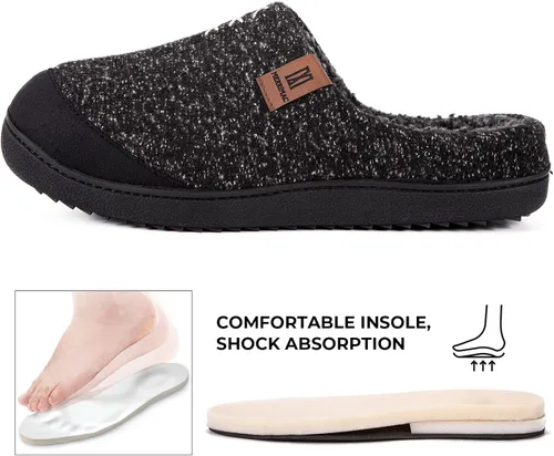 Miniatura 3 de MERRIMAC Pantuflas cómodas de espuma viscoelástica para hombre para interiores y exteriores, antideslizantes, con espalda abierta