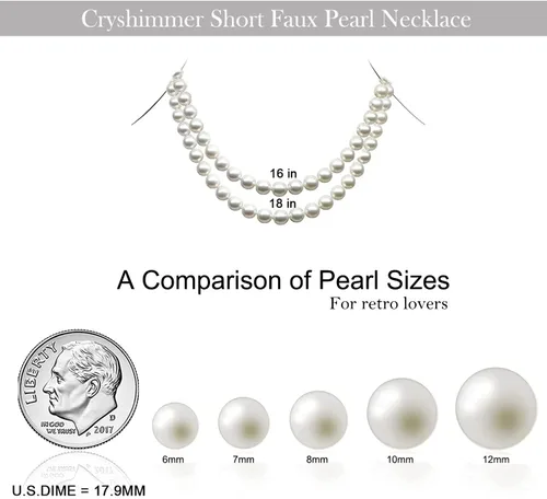 Miniatura 5 de Cryshimmer Gargantilla de perlas para mujer, cuentas de perlas sintéticas, collar y aretes, juego de bisutería