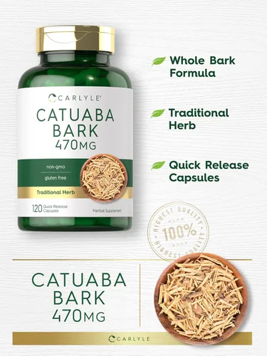 Miniatura 3 de Carlyle Suplemento de corteza de Catuaba 470 mg 120 cápsulas para hombres y mujeres Sin OMG y sin gluten
