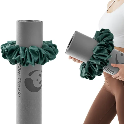 Miniatura 13 de Slim Panda Tapete de yoga Scrunchie, asegura tu tapete con estilo y linda, correa de transporte de tela de terciopelo elástica duradera que se