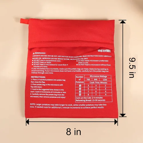 Miniatura 6 de Bolsa para microondas de patatas MyLifeUNIT, bolsa de horneado de patatas al microondas, roja