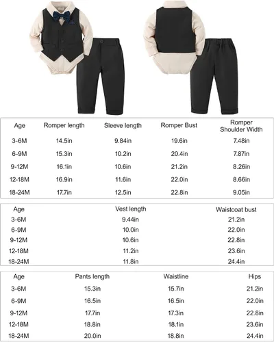 Miniatura 6 de DISAUR Ropa para bebé niño pequeño, 4 piezas, vestido de caballero, chaleco, pantalones, corbatín, conjuntos de traje de algodón