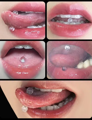 Miniatura 2 de Anillos de lengua de plástico de 14 G para cirugía deportiva, joyería de piercing de lengua transparente, acrílico flexible, recto, puente de barra
