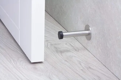 Miniatura 5 de EVI Tope de puerta de pared 3.5 x 1.77 pulgadas Goma negra de silicona natural Instalación adhesiva, acabado de acero inoxidable lacado