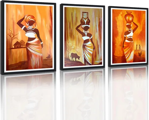 Miniatura 13 de MAMAGO Lienzo decorativo para pared, pintura de belleza dorada y negra, fotos de mujeres africanas, hermosos pósteres de mujer negra, impresiones