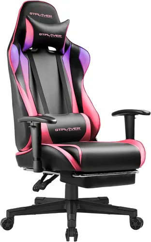 Miniatura 13 de GTRACING Silla Gaming con Reposapiés, Silla Ergonómica de Escritorio para Juegos, Silla Reclinable Gamer con Ajuste de Altura del Asiento, Balancín