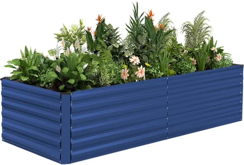 Miniatura 20 de NAVINE Cama de jardín elevada de 8 x 4 x 2 pies, macetas elevadas de metal grande, macetas para plantas al aire libre para verduras, flores