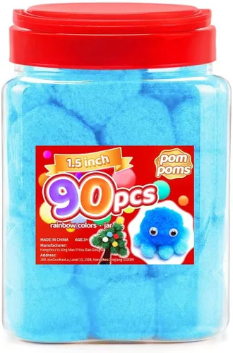 Miniatura 11 de Iooleem Pompones rosados – Tamaño surtido, 1200 piezas con ojos móviles, opciones de purpurina, perfectos para artes y manualidades