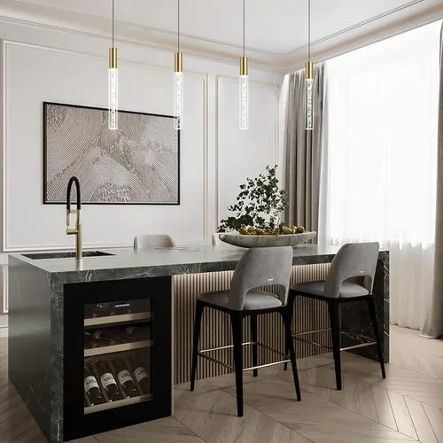 Miniatura 8 de Moderna lámpara colgante dorada, 1 luz LED colgante de 3 colores, cable acrílico, luces colgantes de techo ajustables para cocina, isla, sala