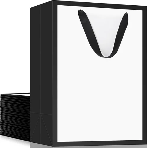 Miniatura 42 de EUSOAR Bolsas de compras y mercancías, tamaño mediano, 25 piezas de 7.8 x 3.9 x 11 pulgadas, bolsas de regalo reciclables de papel kraft marrón