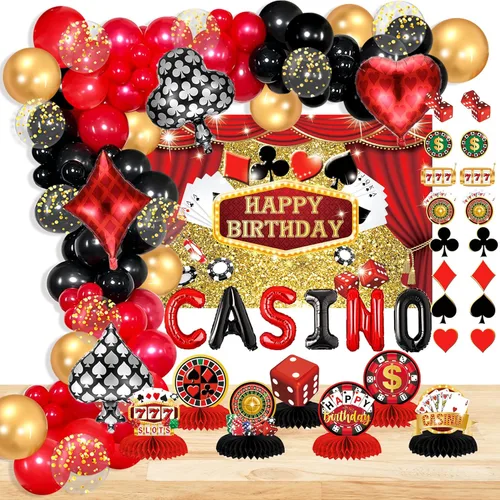 Decoraciones de fiesta temática de casino, suministros de decoraciones de cumpleaños de casino, decoración de fiesta de Las Vegas, telón de fondo de