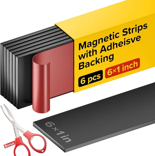 Miniatura 10 de Cinta magnética flexible (10 pies x 1 pulgada), tira magnética con fuerte autoadhesivo, rollo magnético ideal para manualidades y proyectos
