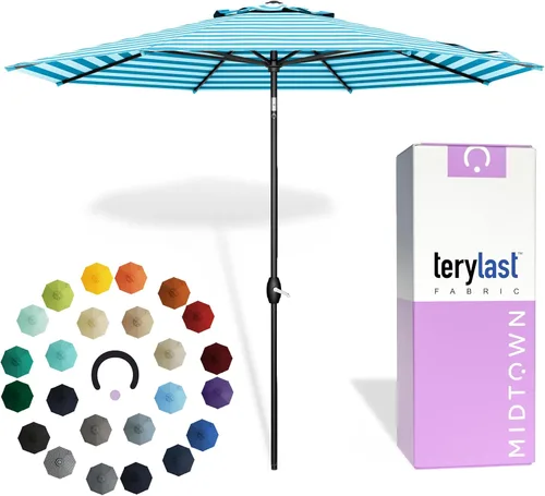 Miniatura 17 de Midtown Umbrellas 10 años sin decoloración, 6 pies, tela de poliéster roja a prueba de rayos UV, sombrilla para patio al aire libre, marco