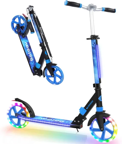 Miniatura 13 de BELEEV V8 Scooters para niños a partir de 6 años con cubierta iluminada, scooter plegable de 2 ruedas para adultos y adolescentes, 4 de altura