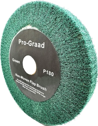 Miniatura 28 de Rueda de cepillo de solapa no tejida para amoladora de banco de 6" x 1" Negro, Grano 40 Extra Grueso, Desbaste y Limpieza, Granulado de Metal