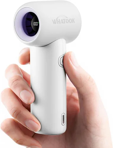 Miniatura 8 de WHATOOK Ventilador de mano portátil, mini ventilador turbo de alta velocidad con 5 velocidades, ventilador personal recargable USB-C de 3000 mAh