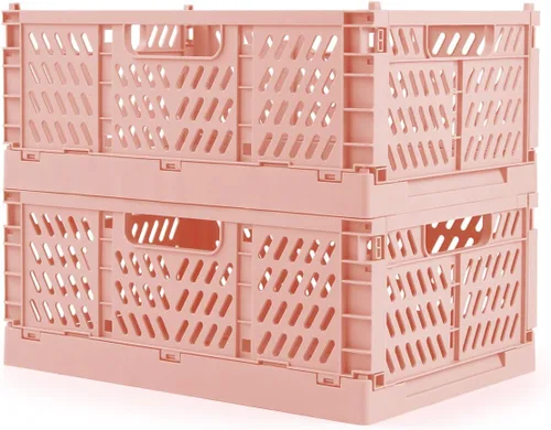 Miniatura 12 de Domiella Paquete de 2 Cajas para Almacenamiento, Cajas de Almacenamiento de Plástico Apilables, Caja Plegable para Oficina Hogar Cocina Dormitorio