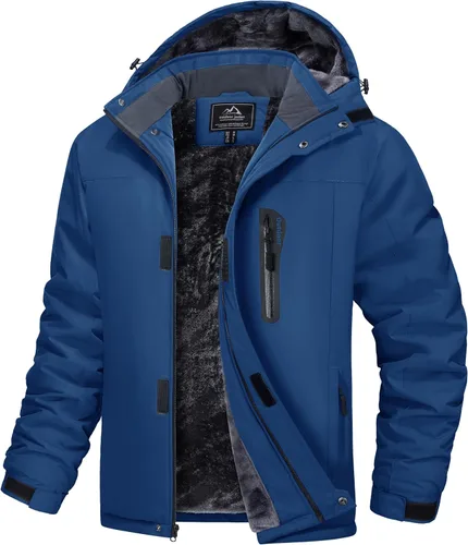Miniatura 9 de MAGCOMSEN - Abrigos de invierno para hombre, impermeables, con forro polar, parka, con capucha, para esquiar, senderismo, trabajo Negro