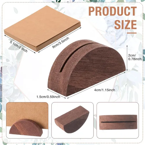 Miniatura 2 de Maitys 48 soportes de madera para números de mesa de boda, soporte para nombre de mesa de boda, diseño semicircular, tarjeteros con 48 tarjetas